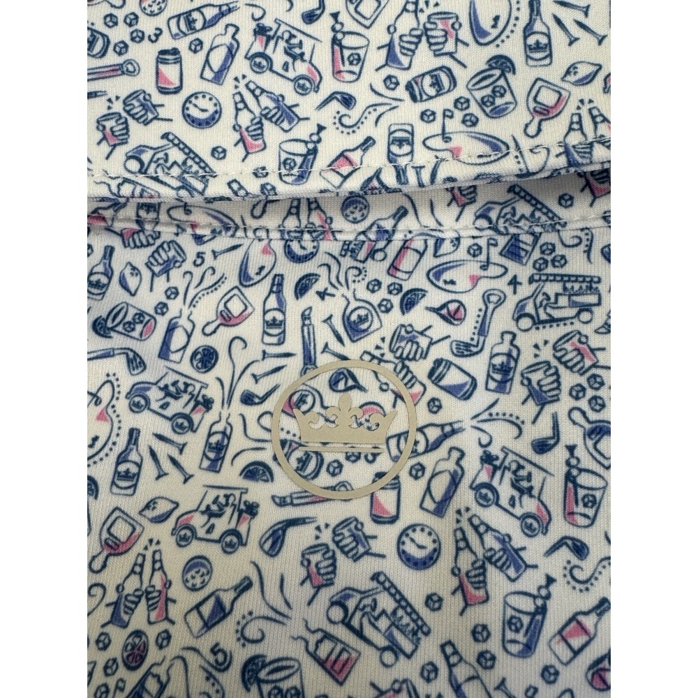 NWT Peter Millar Bar For The Course Cocktail Print Golf Polo Shirt White XL $115 - Picture 7 of 10